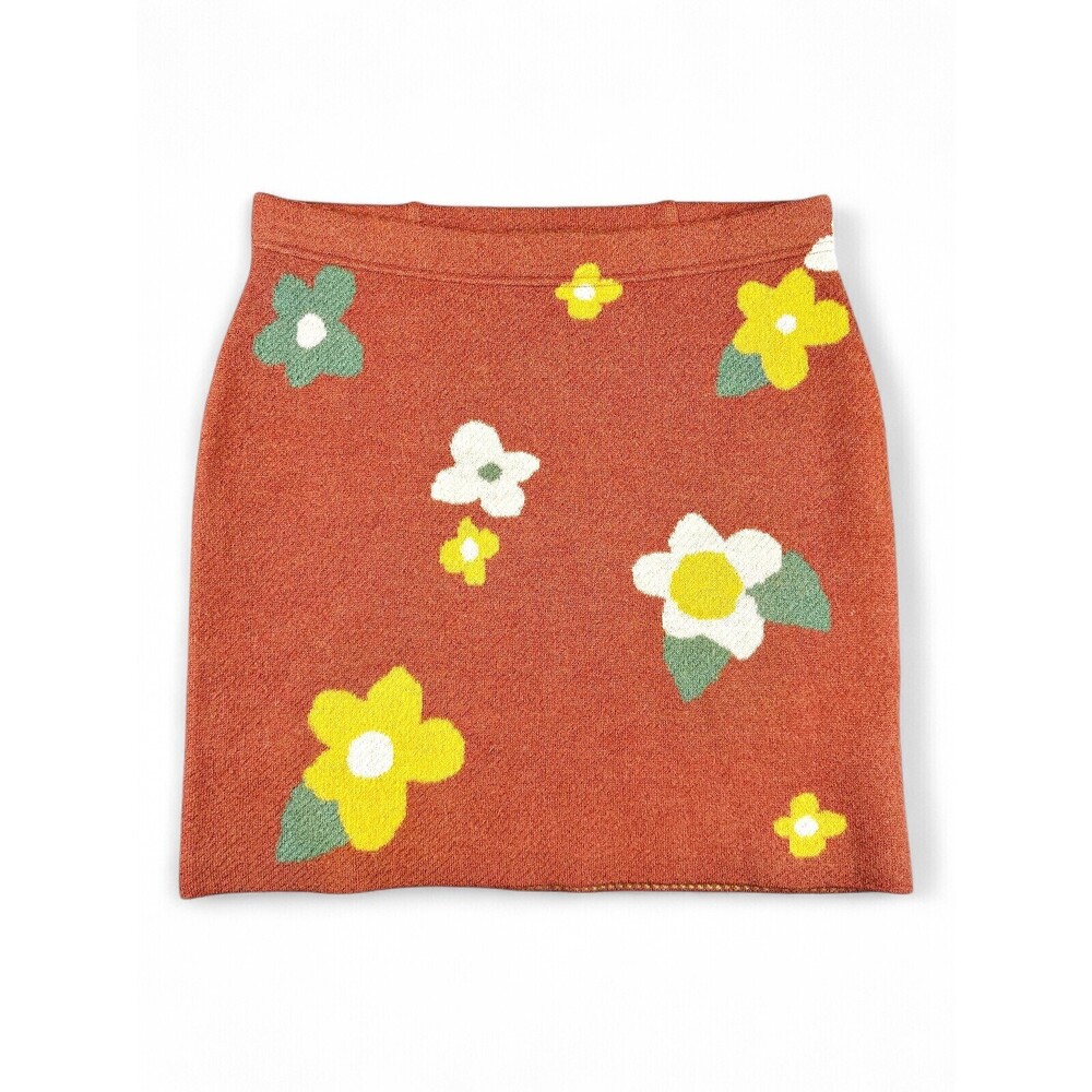 Toad&Co Floral Knit Pencil Skirt Rust Size M